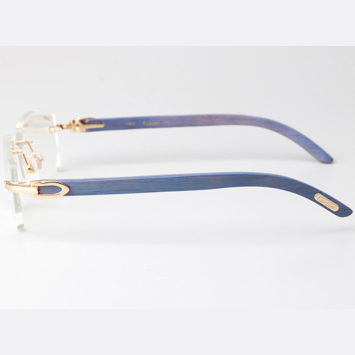 Cartier CT_3524012 Blue Arm Eyeglasses Gold - DopestKickz