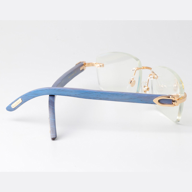 Cartier CT_3524012 Blue Arm Eyeglasses Gold - DopestKickz