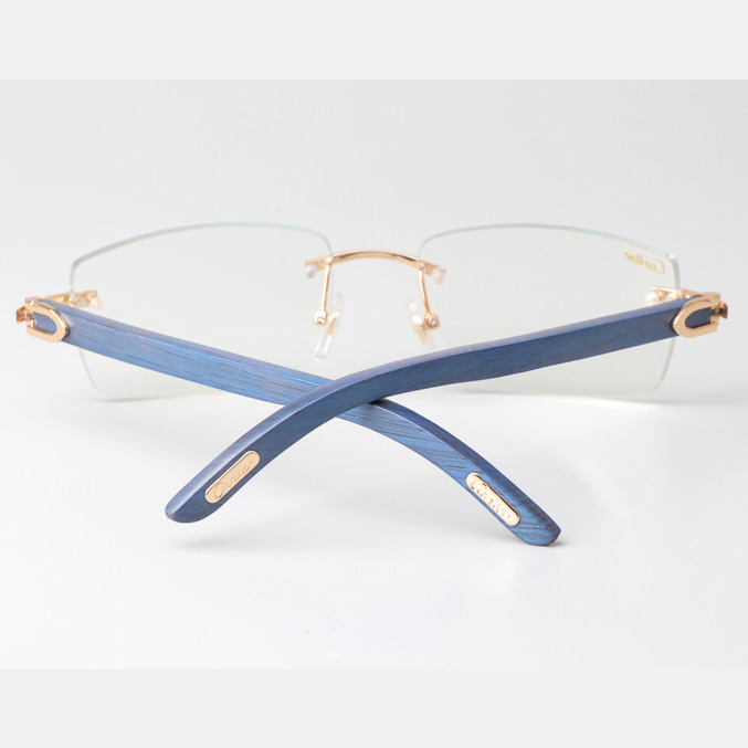 Cartier CT_3524012 Blue Arm Eyeglasses Gold - DopestKickz