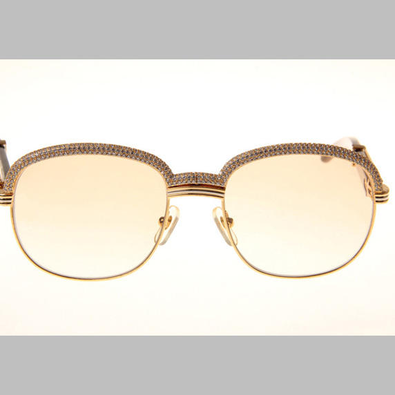Cartier CT_1116679 Diamond White Mix Black Buffalo Sunglasses In Gold Brown - DopestKickz