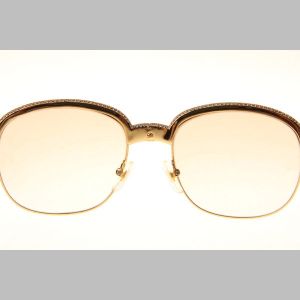 Cartier CT_1116679 Diamond White Mix Black Buffalo Sunglasses In Gold Brown - DopestKickz