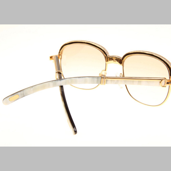 Cartier CT_1116679 Diamond White Mix Black Buffalo Sunglasses In Gold Brown - DopestKickz
