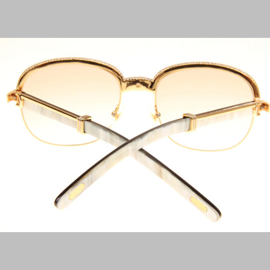 Cartier CT_1116679 Diamond White Mix Black Buffalo Sunglasses In Gold Brown - DopestKickz