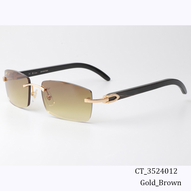 Cartier CT_3524012 Black Buffalo Sunglasses Gold Brown - DopestKickz