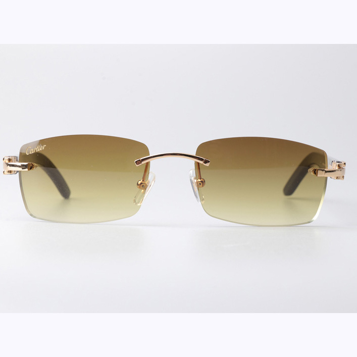 Cartier CT_3524012 Black Buffalo Sunglasses Gold Brown - DopestKickz