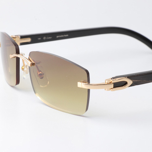 Cartier CT_3524012 Black Buffalo Sunglasses Gold Brown - DopestKickz