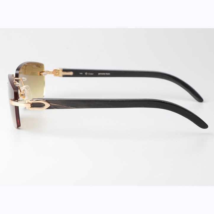 Cartier CT_3524012 Black Buffalo Sunglasses Gold Brown - DopestKickz