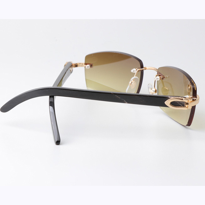 Cartier CT_3524012 Black Buffalo Sunglasses Gold Brown - DopestKickz