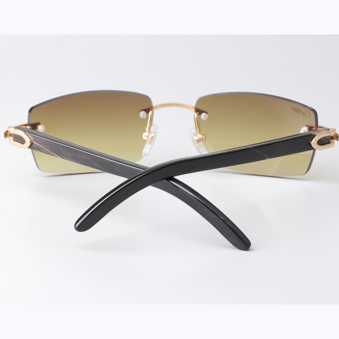 Cartier CT_3524012 Black Buffalo Sunglasses Gold Brown - DopestKickz