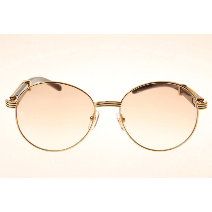 Cartier CT1990-0692 White Mix Black Buffalo Sunglasses In Gold Brown - DopestKickz