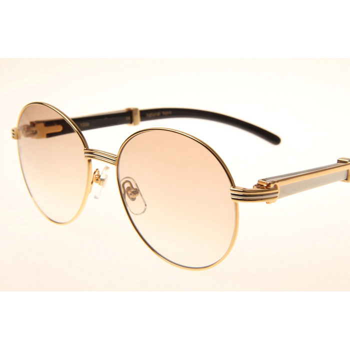 Cartier CT1990-0692 White Mix Black Buffalo Sunglasses In Gold Brown - DopestKickz