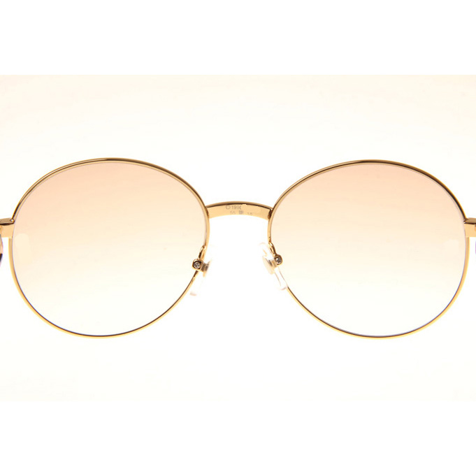 Cartier CT1990-0692 White Mix Black Buffalo Sunglasses In Gold Brown - DopestKickz