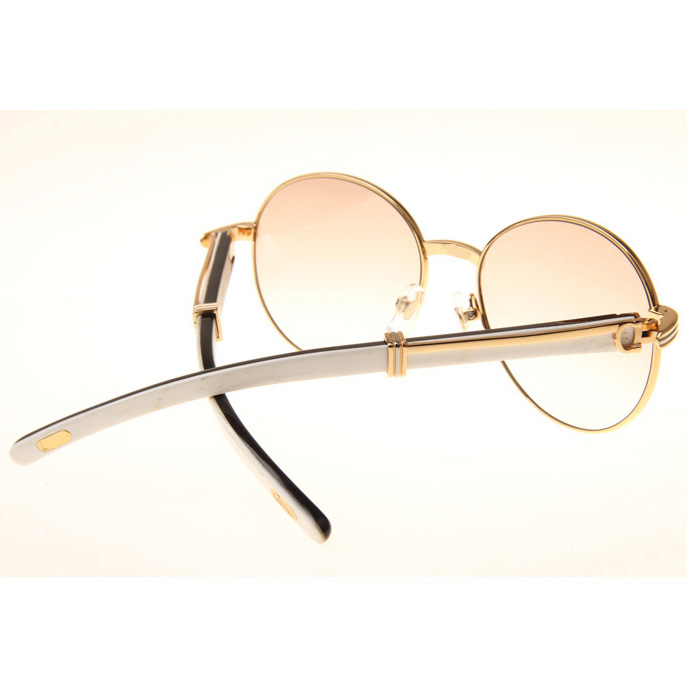 Cartier CT1990-0692 White Mix Black Buffalo Sunglasses In Gold Brown - DopestKickz