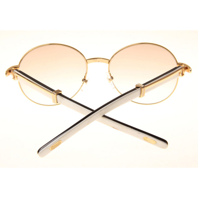 Cartier CT1990-0692 White Mix Black Buffalo Sunglasses In Gold Brown - DopestKickz