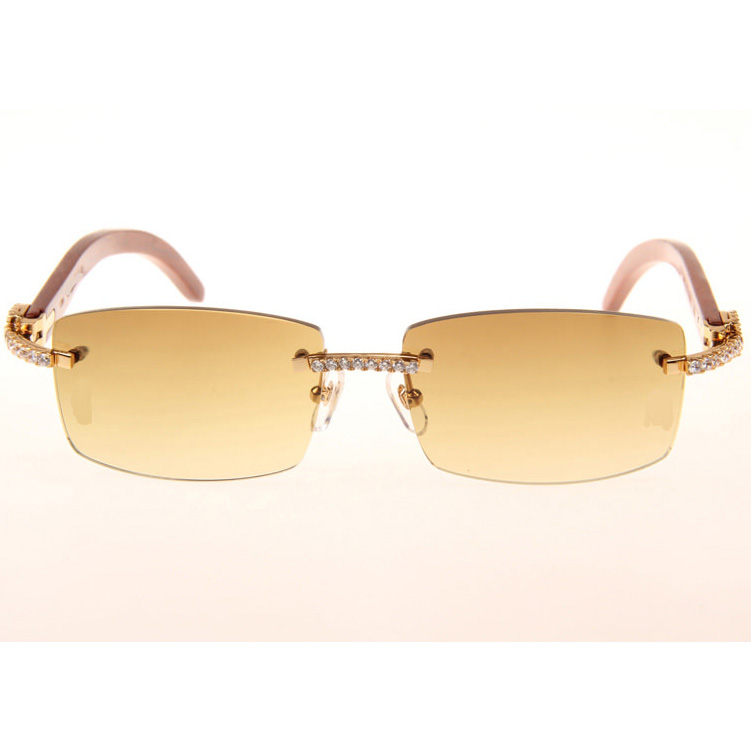 Cartier CT_3524012 Big Diamond Wood Sunglasses In Gold Brown - DopestKickz