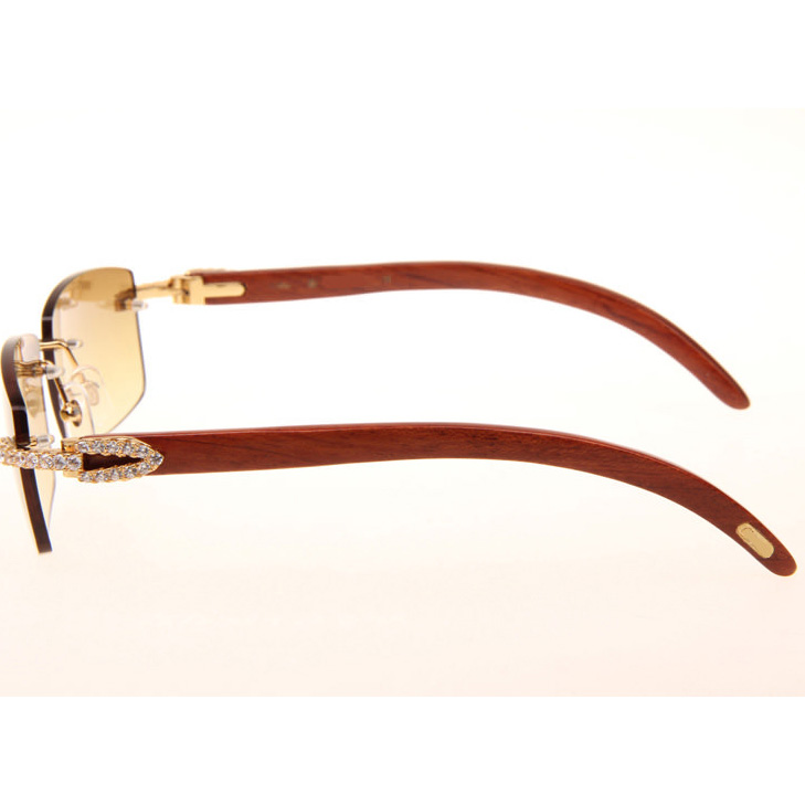 Cartier CT_3524012 Big Diamond Wood Sunglasses In Gold Brown - DopestKickz
