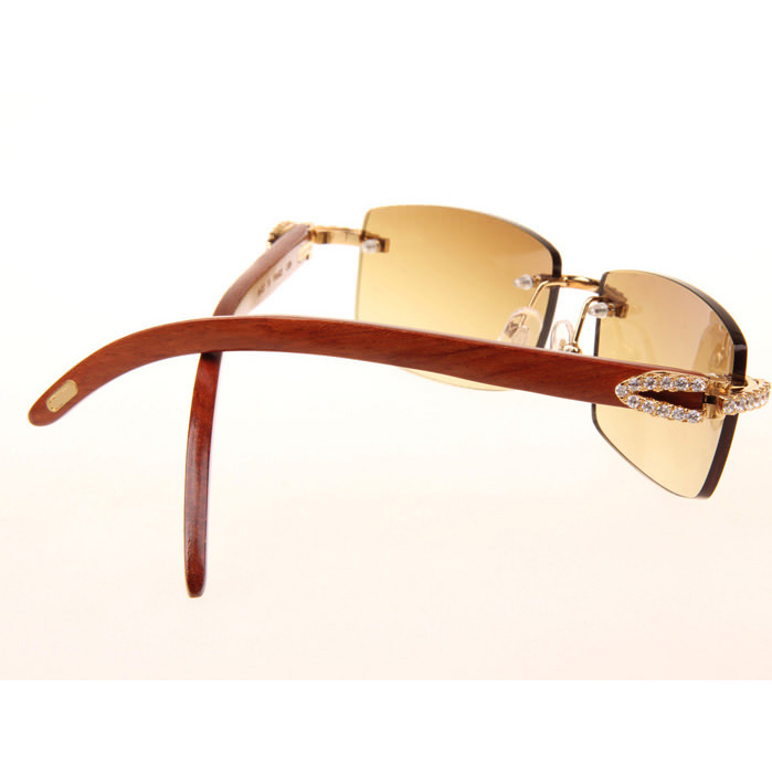 Cartier CT_3524012 Big Diamond Wood Sunglasses In Gold Brown - DopestKickz
