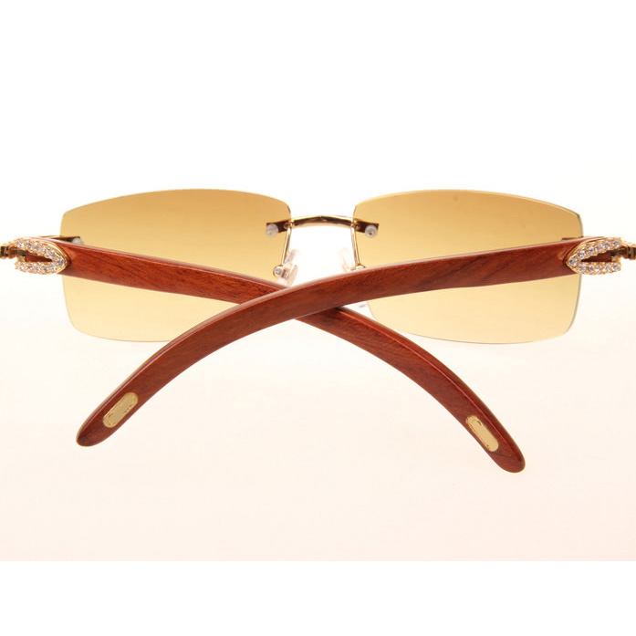 Cartier CT_3524012 Big Diamond Wood Sunglasses In Gold Brown - DopestKickz