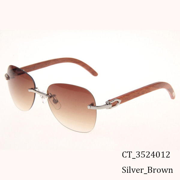 Cartier CT 3524012 Aviator Lens Wood Sunglasses In Silver Brown - DopestKickz