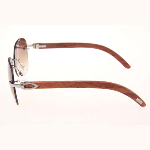 Cartier CT 3524012 Aviator Lens Wood Sunglasses In Silver Brown - DopestKickz