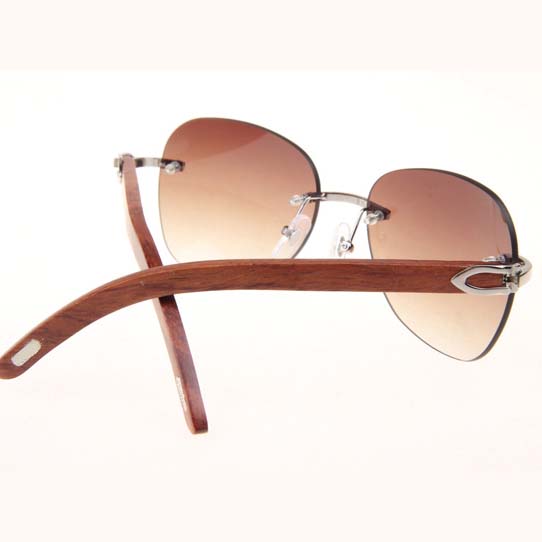 Cartier CT 3524012 Aviator Lens Wood Sunglasses In Silver Brown - DopestKickz