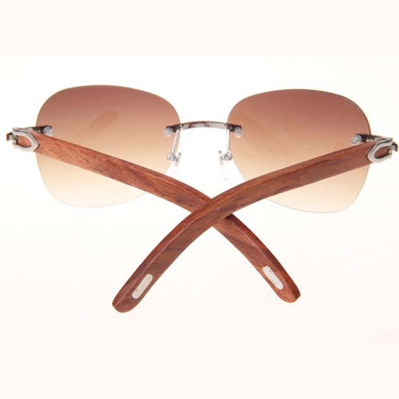 Cartier CT 3524012 Aviator Lens Wood Sunglasses In Silver Brown - DopestKickz