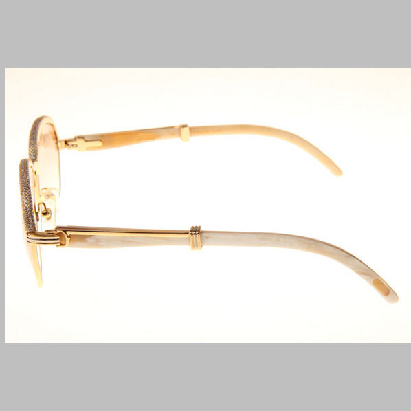 Cartier CT_1116679 Diamond White Buffalo Sunglasses In Gold Brown - DopestKickz