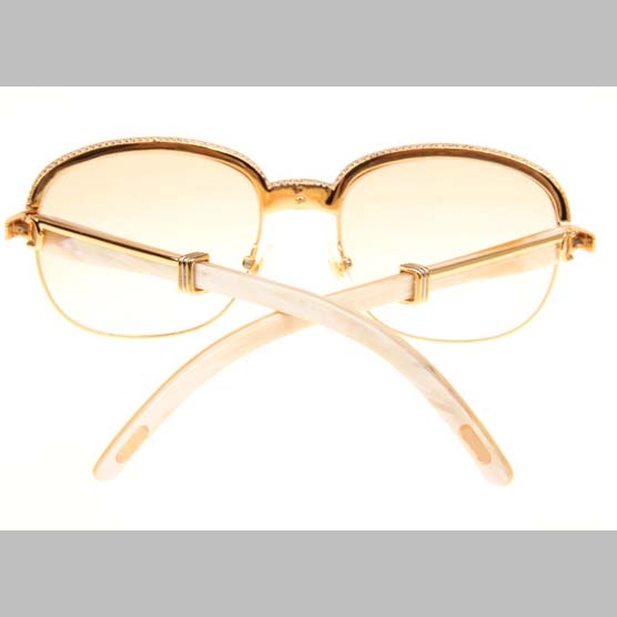 Cartier CT_1116679 Diamond White Buffalo Sunglasses In Gold Brown - DopestKickz