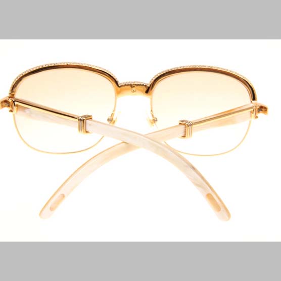 Cartier CT_1116679 Diamond White Buffalo Sunglasses In Gold Brown - DopestKickz