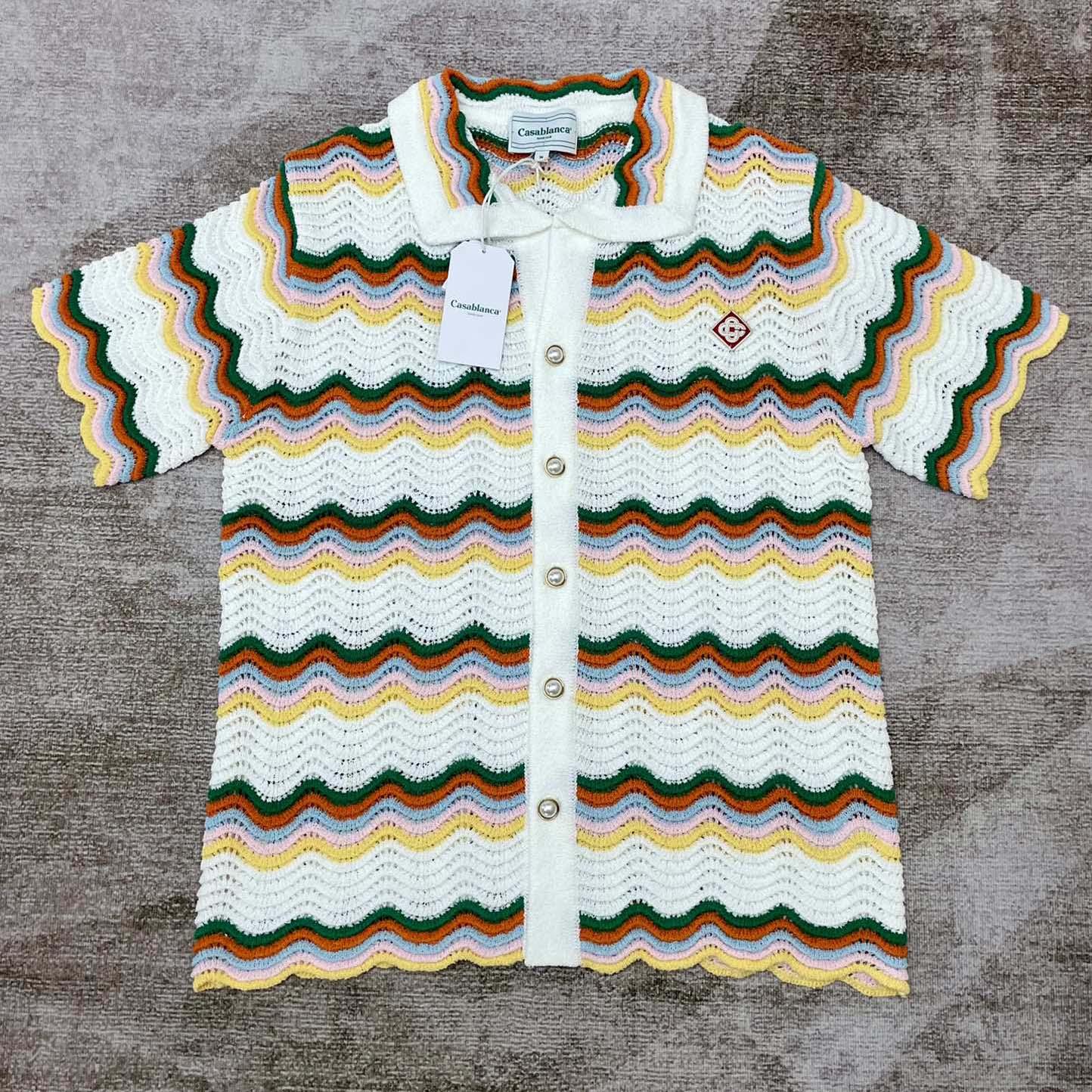 Casablanca Wavy Short-sleeve Boucle Shirt   D0058 - DopestKickz