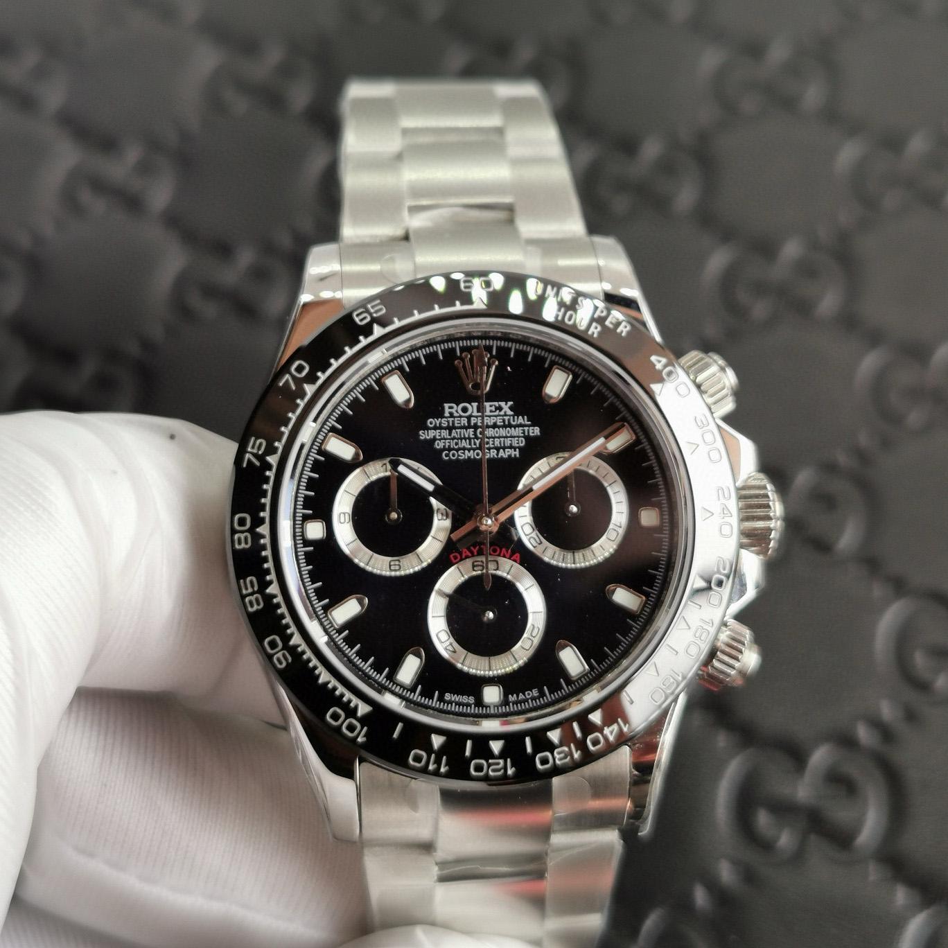 Rolex Cosmograph Daytona Stainless Steel Black Dial Watch 116500 - DopestKickz