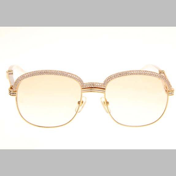 Cartier CT_1116679 Diamond Silver Diamond Stainless Steel Sunglasses In Gold Brown - DopestKickz