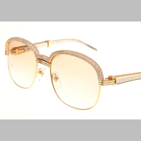 Cartier CT_1116679 Diamond Silver Diamond Stainless Steel Sunglasses In Gold Brown - DopestKickz