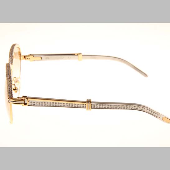 Cartier CT_1116679 Diamond Silver Diamond Stainless Steel Sunglasses In Gold Brown - DopestKickz