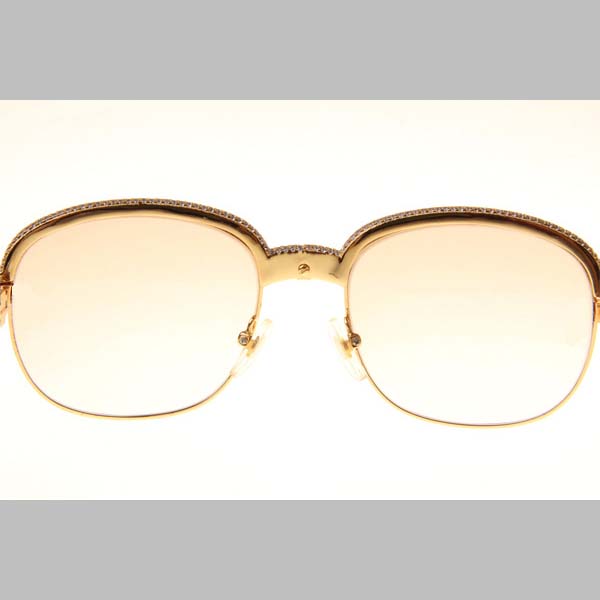 Cartier CT_1116679 Diamond Silver Diamond Stainless Steel Sunglasses In Gold Brown - DopestKickz