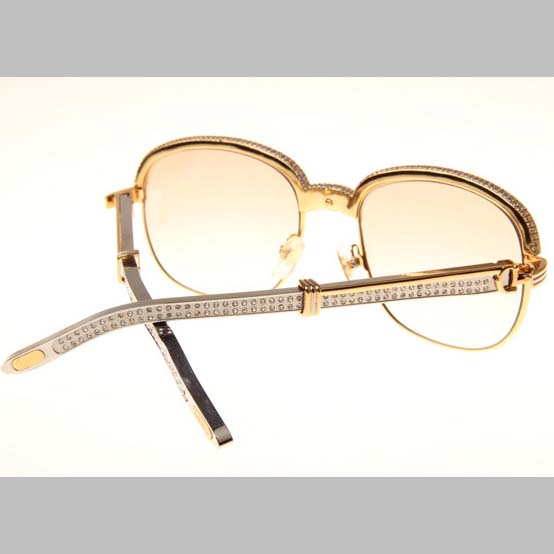 Cartier CT_1116679 Diamond Silver Diamond Stainless Steel Sunglasses In Gold Brown - DopestKickz