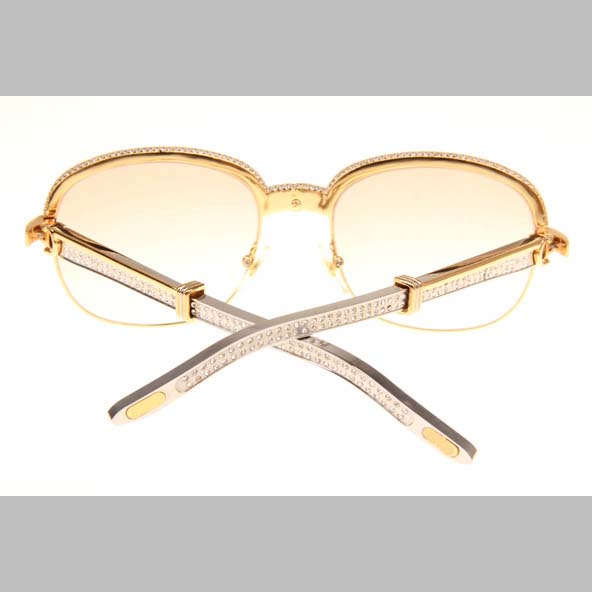 Cartier CT_1116679 Diamond Silver Diamond Stainless Steel Sunglasses In Gold Brown - DopestKickz