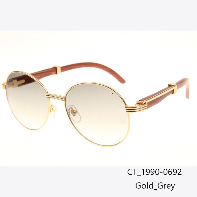 Cartier CT1990-0692 Wood Sunglasses In Gold Grey - DopestKickz