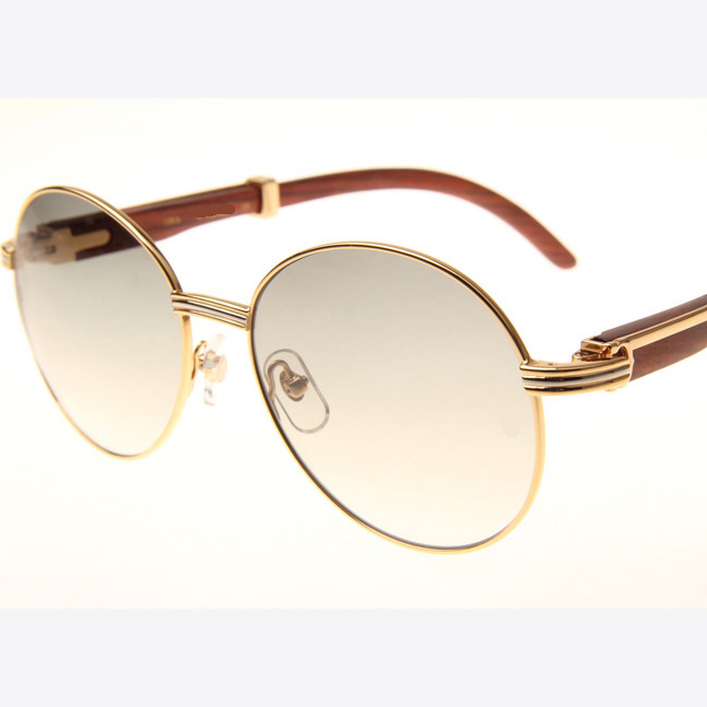 Cartier CT1990-0692 Wood Sunglasses In Gold Grey - DopestKickz