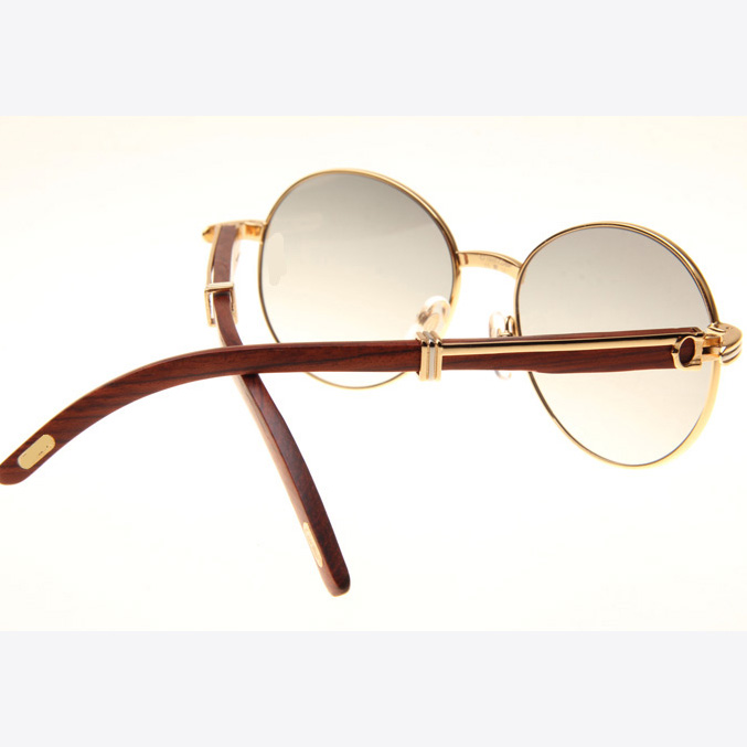 Cartier CT1990-0692 Wood Sunglasses In Gold Grey - DopestKickz