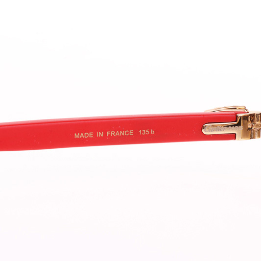 Cartier CT 3524012 Big Diamond Red Wood Sunglasses In Gold Brown - DopestKickz