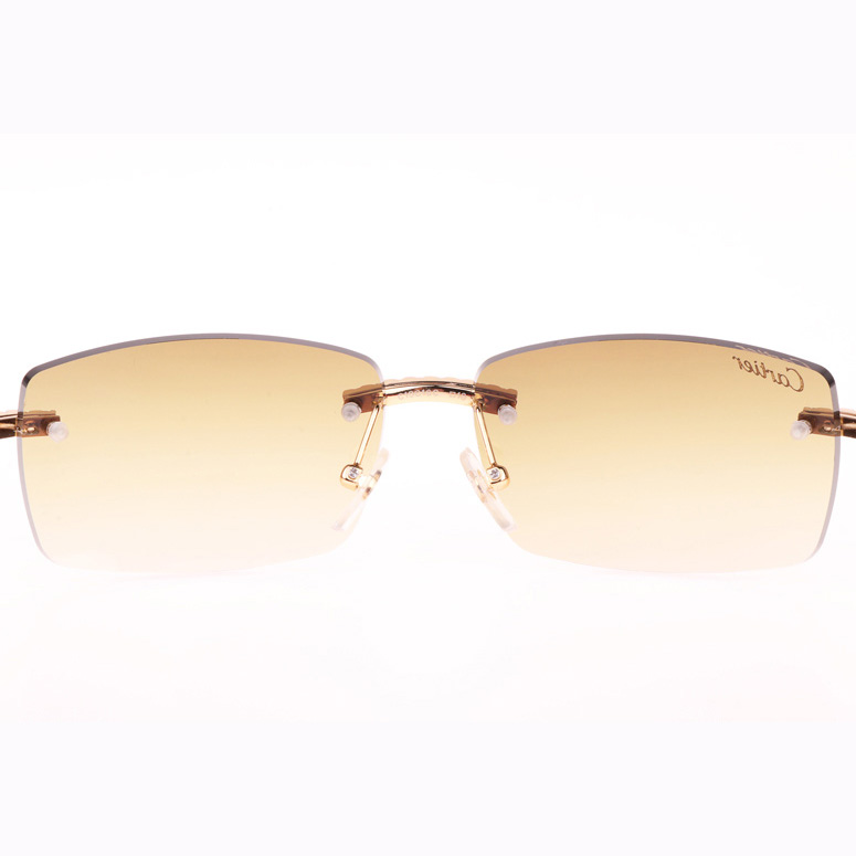 Cartier CT 3524012 Big Diamond Red Wood Sunglasses In Gold Brown - DopestKickz