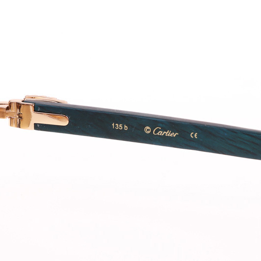 Cartier CT 3524012 Big Diamond Green Wood Sunglasses In Gold Brown - DopestKickz