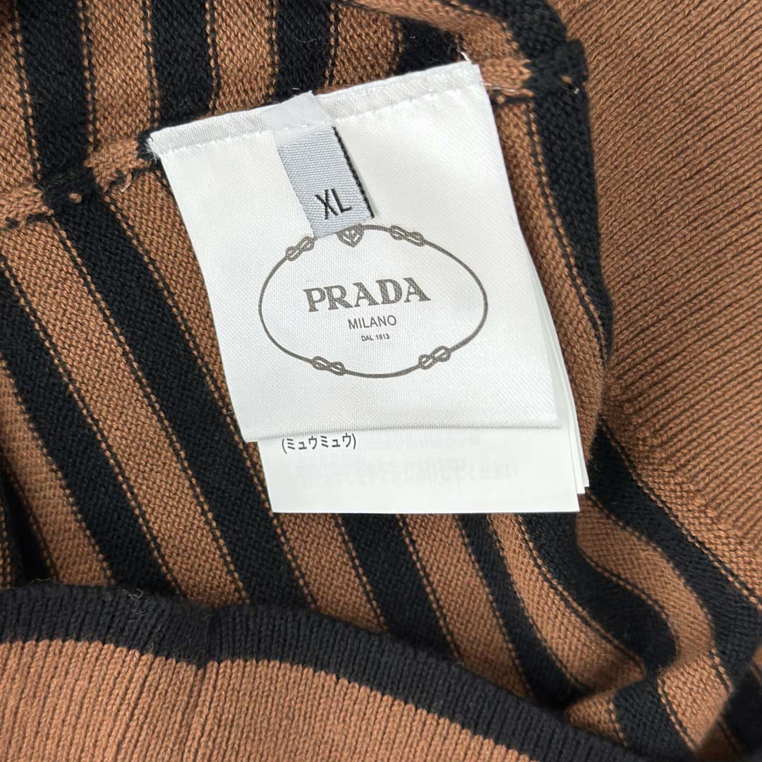 Prada Striped Cotton Polo Shirt - DopestKickz