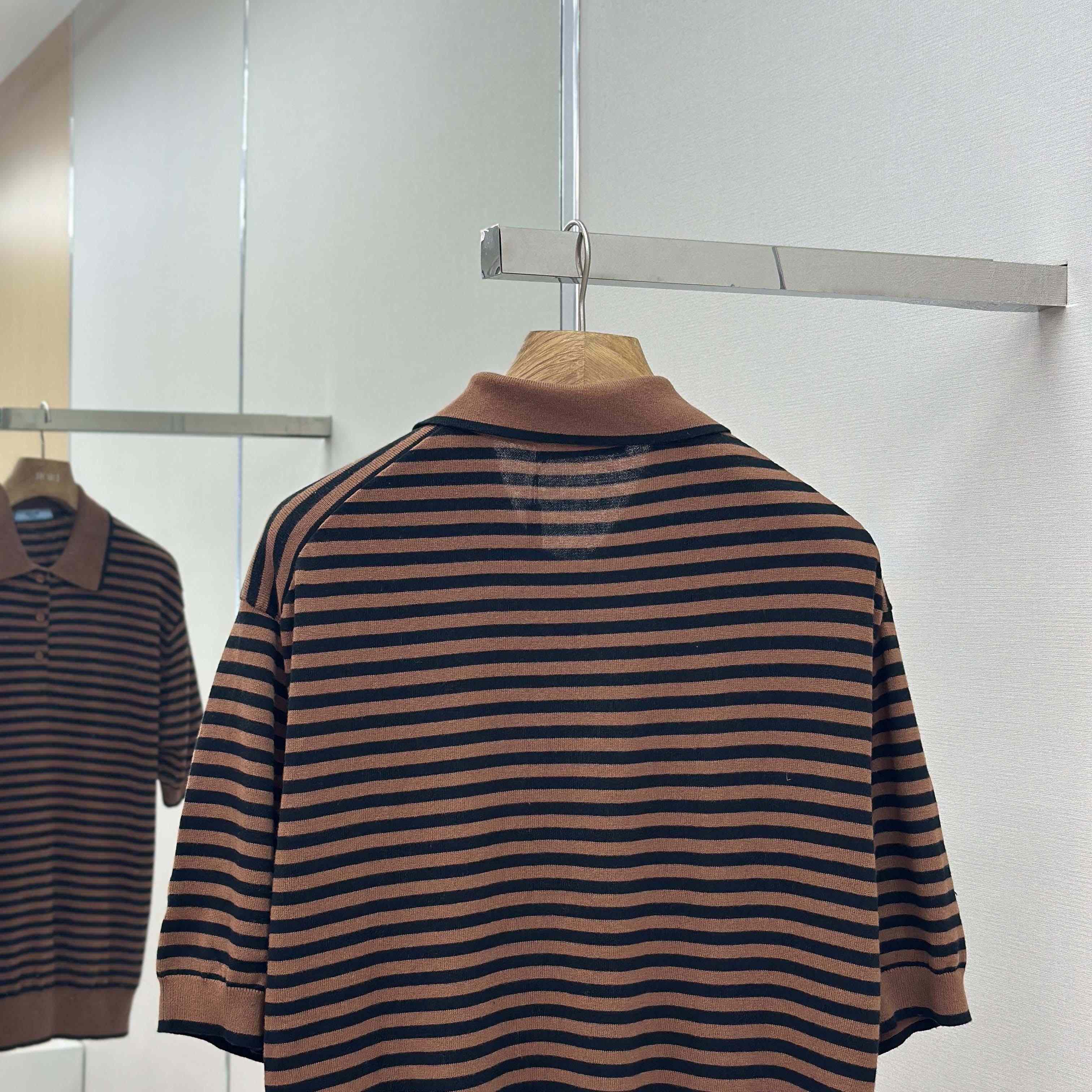Prada Striped Cotton Polo Shirt - DopestKickz