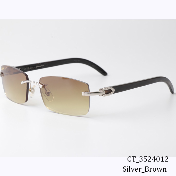 Cartier CT_3524012 Black Buffalo Sunglasses In Silver Brown - DopestKickz