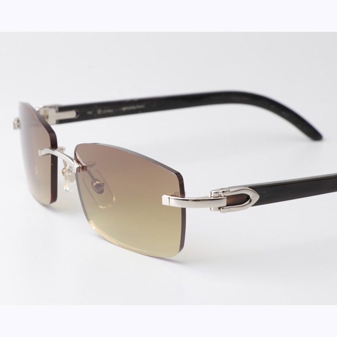 Cartier CT_3524012 Black Buffalo Sunglasses In Silver Brown - DopestKickz