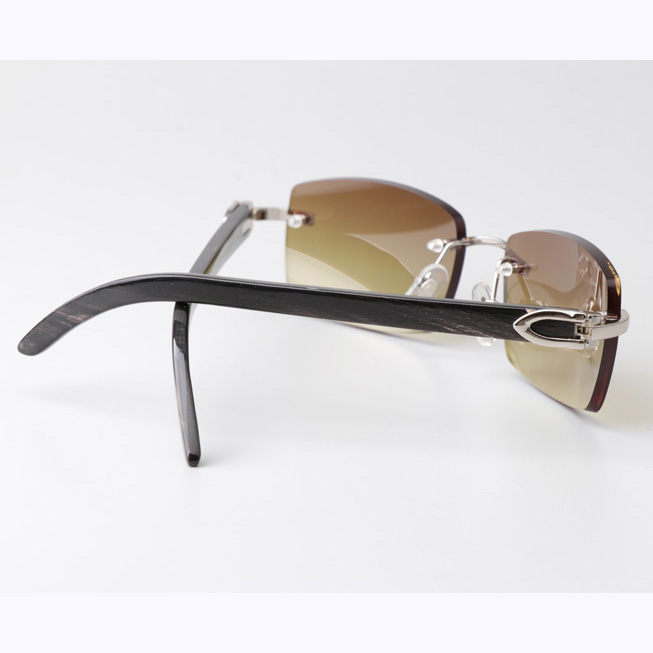 Cartier CT_3524012 Black Buffalo Sunglasses In Silver Brown - DopestKickz