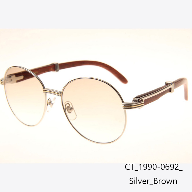 Cartier CT1990-0692 Wood Sunglasses In Silver Brown - DopestKickz
