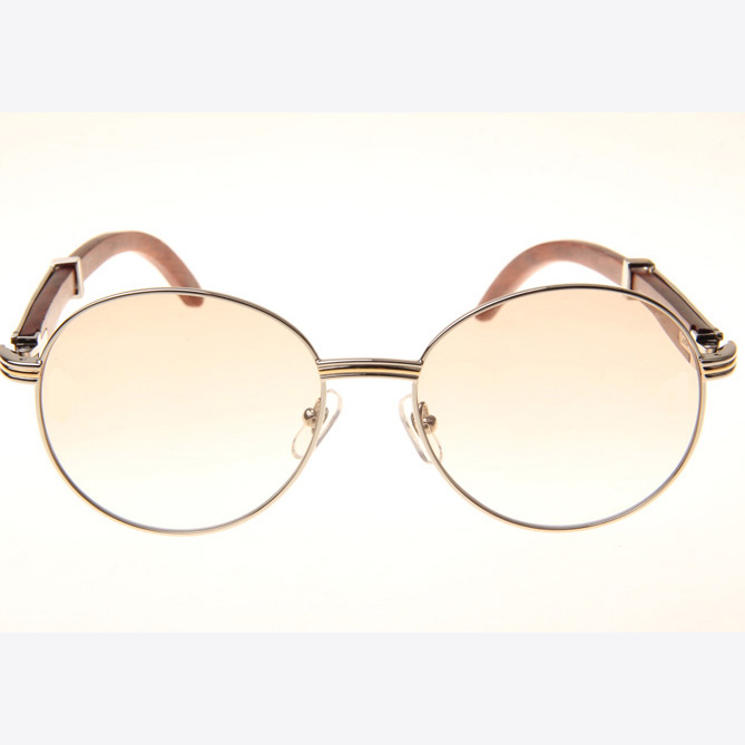 Cartier CT1990-0692 Wood Sunglasses In Silver Brown - DopestKickz